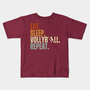 Eat Sleep Volleyball Repeat Kids Adult Women Retro Vintage Kids T-Shirt